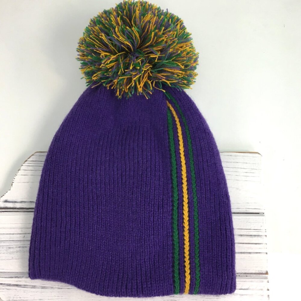 Mardi Gras Pom Pom Beanie